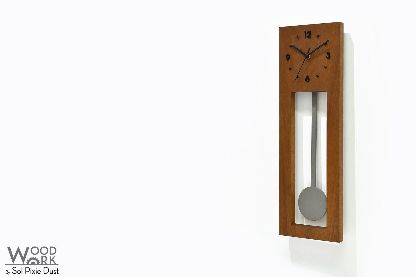 Bluntly Modern Design Solid Iroko Wood - Grandfather Pendulum - Wall Clock / Table Clock
