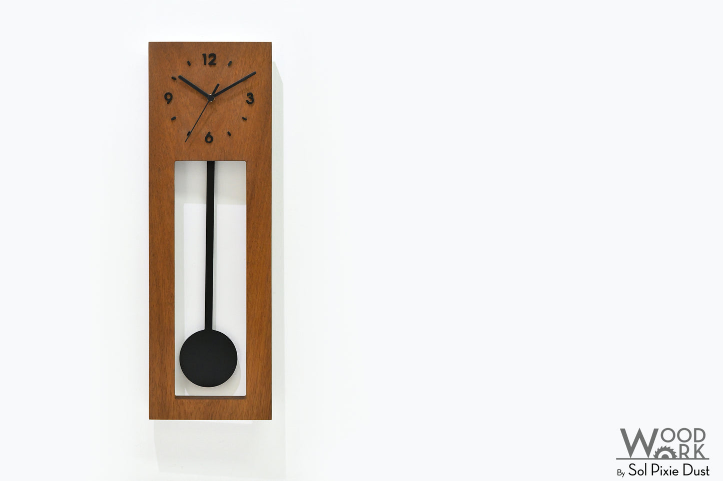 Bluntly Modern Design Solid Iroko Wood - Grandfather Pendulum - Wall Clock / Table Clock