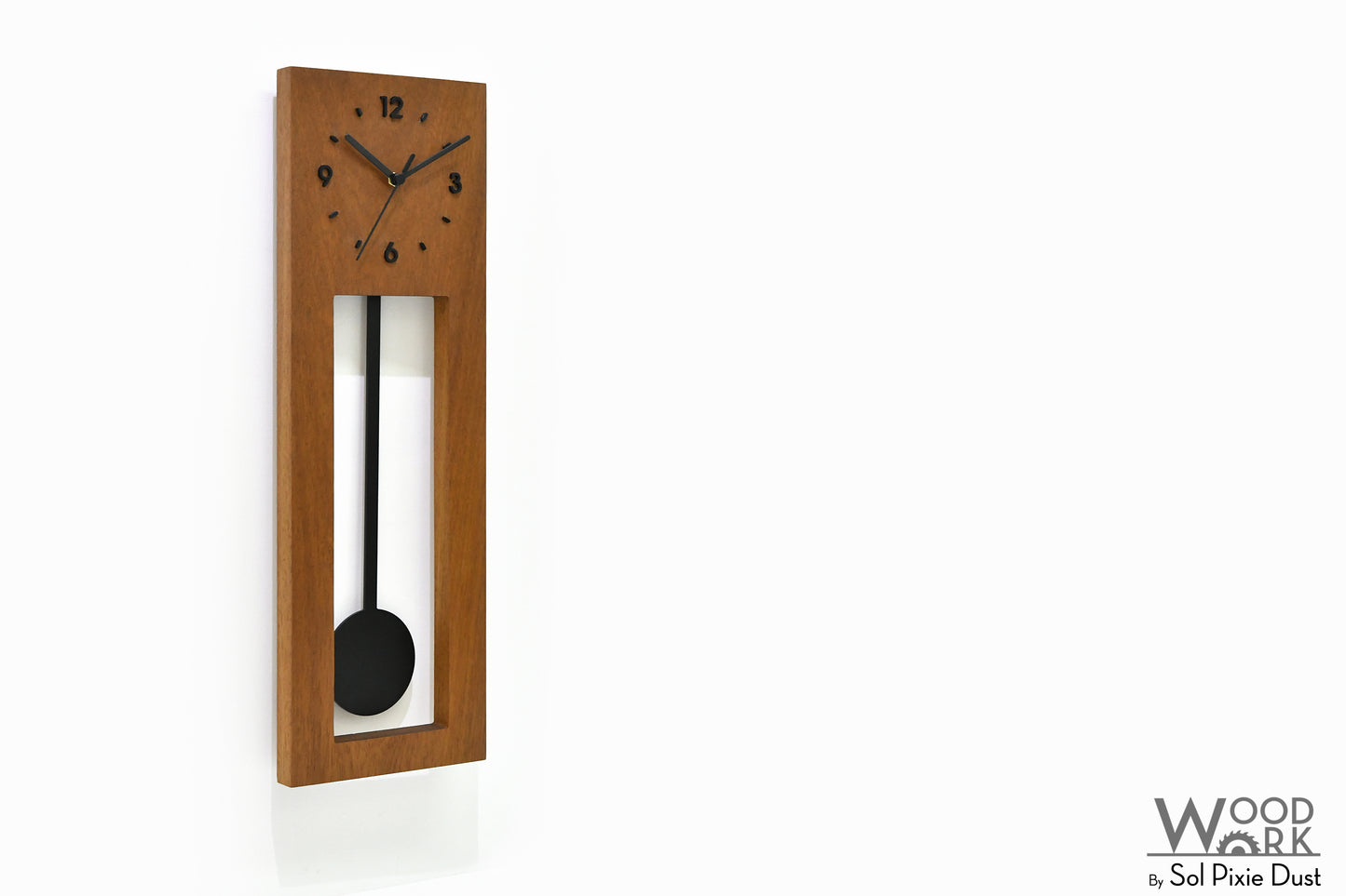Bluntly Modern Design Solid Iroko Wood - Grandfather Pendulum - Wall Clock / Table Clock