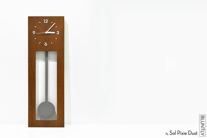 Bluntly Modern Design Solid Iroko Wood - Grandfather Pendulum - Wall Clock / Table Clock