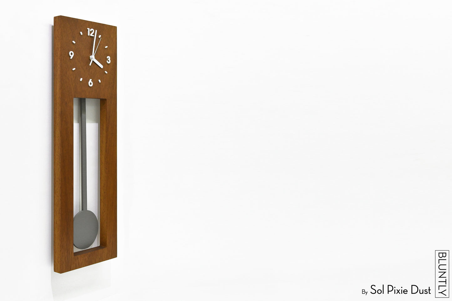 Bluntly Modern Design Solid Iroko Wood - Grandfather Pendulum - Wall Clock / Table Clock