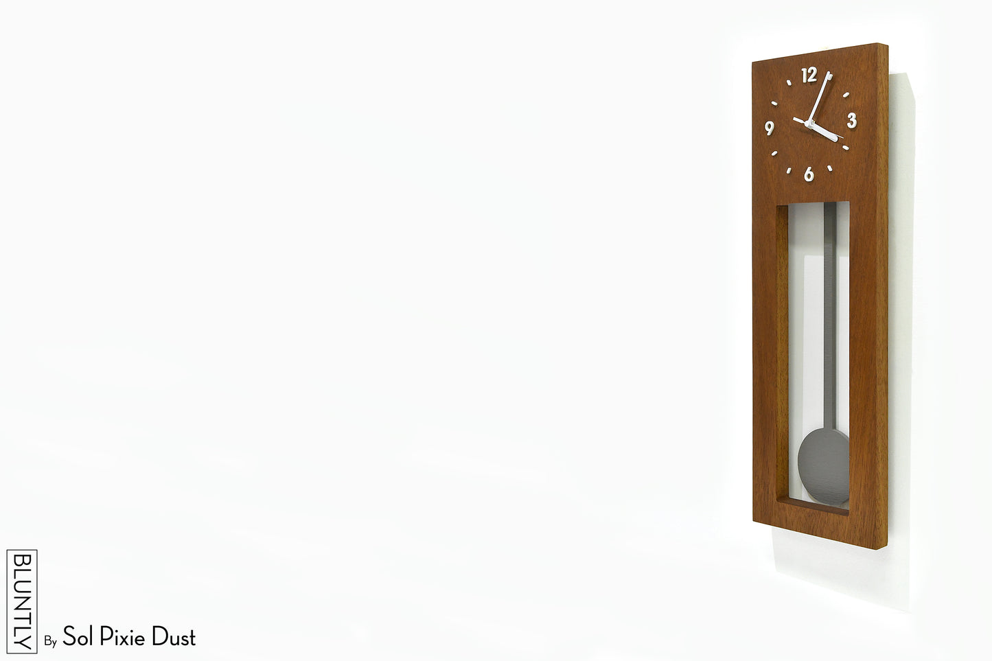 Bluntly Modern Design Solid Iroko Wood - Grandfather Pendulum - Wall Clock / Table Clock