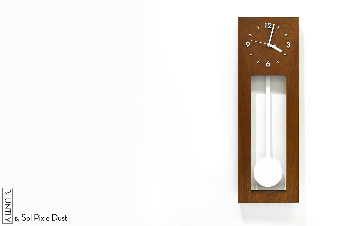 Bluntly Modern Design Solid Iroko Wood - Grandfather Pendulum - Wall Clock / Table Clock