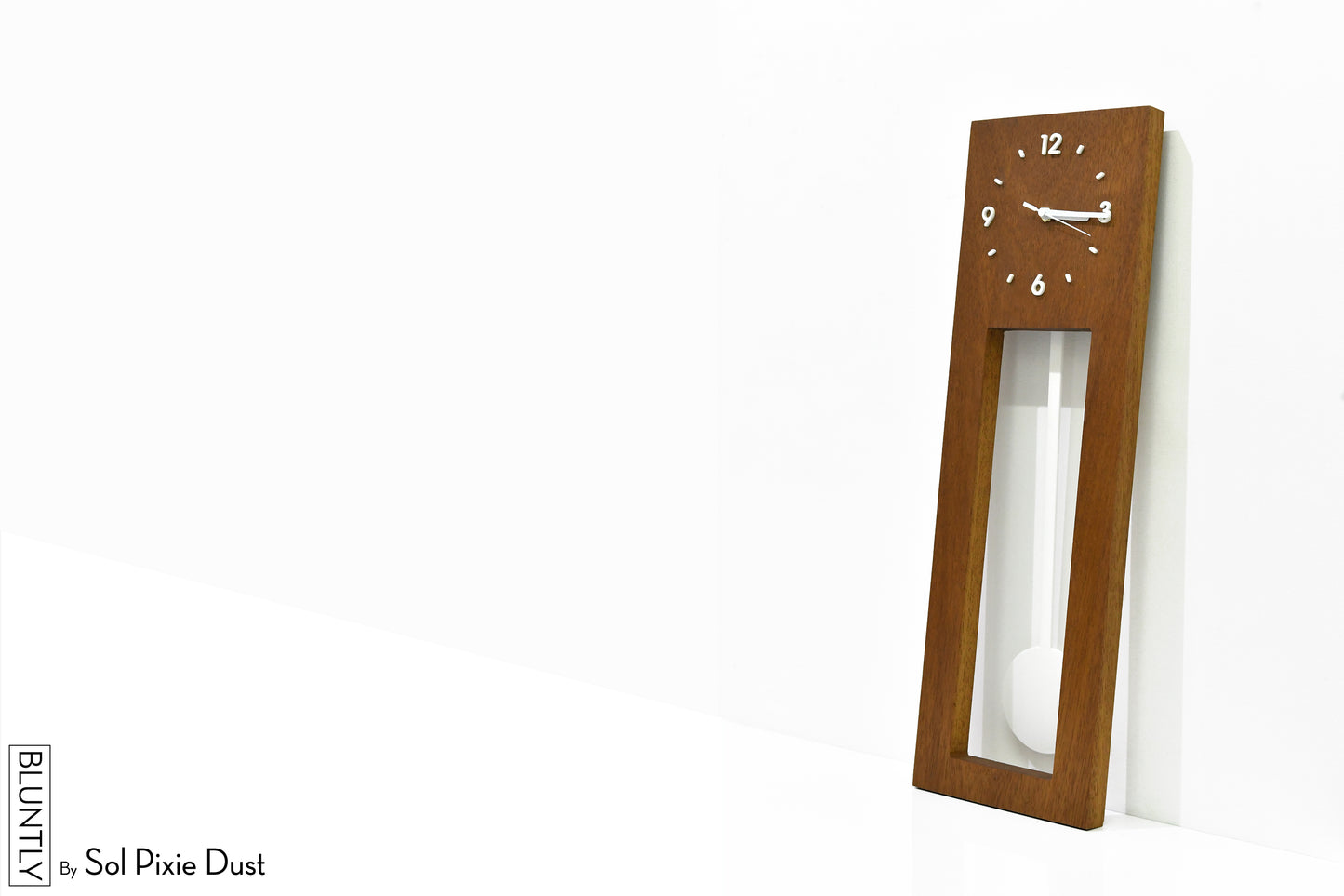 Bluntly Modern Design Solid Iroko Wood - Grandfather Pendulum - Wall Clock / Table Clock