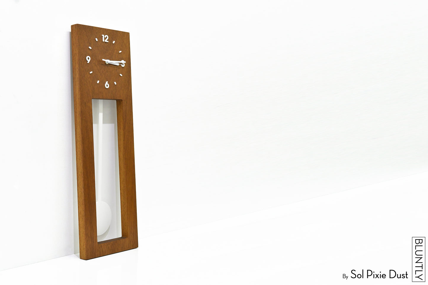 Bluntly Modern Design Solid Iroko Wood - Grandfather Pendulum - Wall Clock / Table Clock