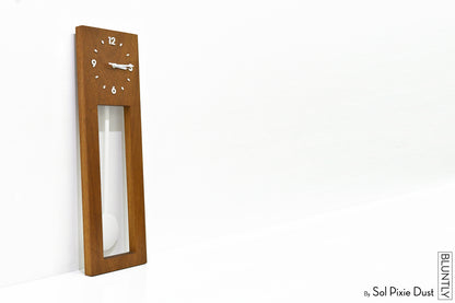 Bluntly Modern Design Solid Iroko Wood - Grandfather Pendulum - Wall Clock / Table Clock