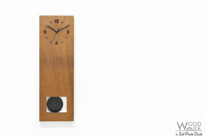 Bluntly Square Modern Design Solid Iroko Wood  Grandfather Pendulum Wall Clock / Table Clock