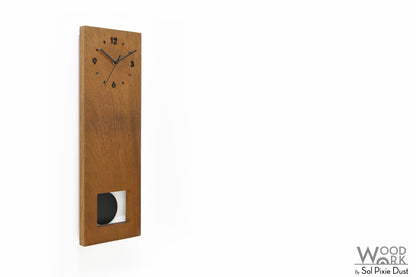 Bluntly Square Modern Design Solid Iroko Wood  Grandfather Pendulum Wall Clock / Table Clock
