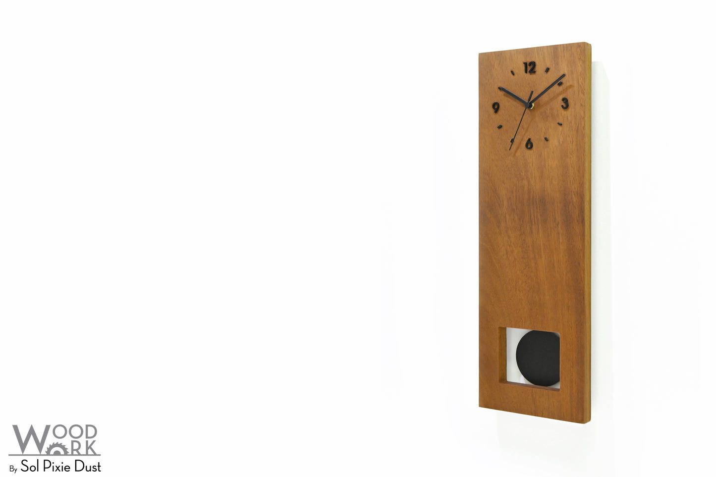 Bluntly Square Modern Design Solid Iroko Wood  Grandfather Pendulum Wall Clock / Table Clock