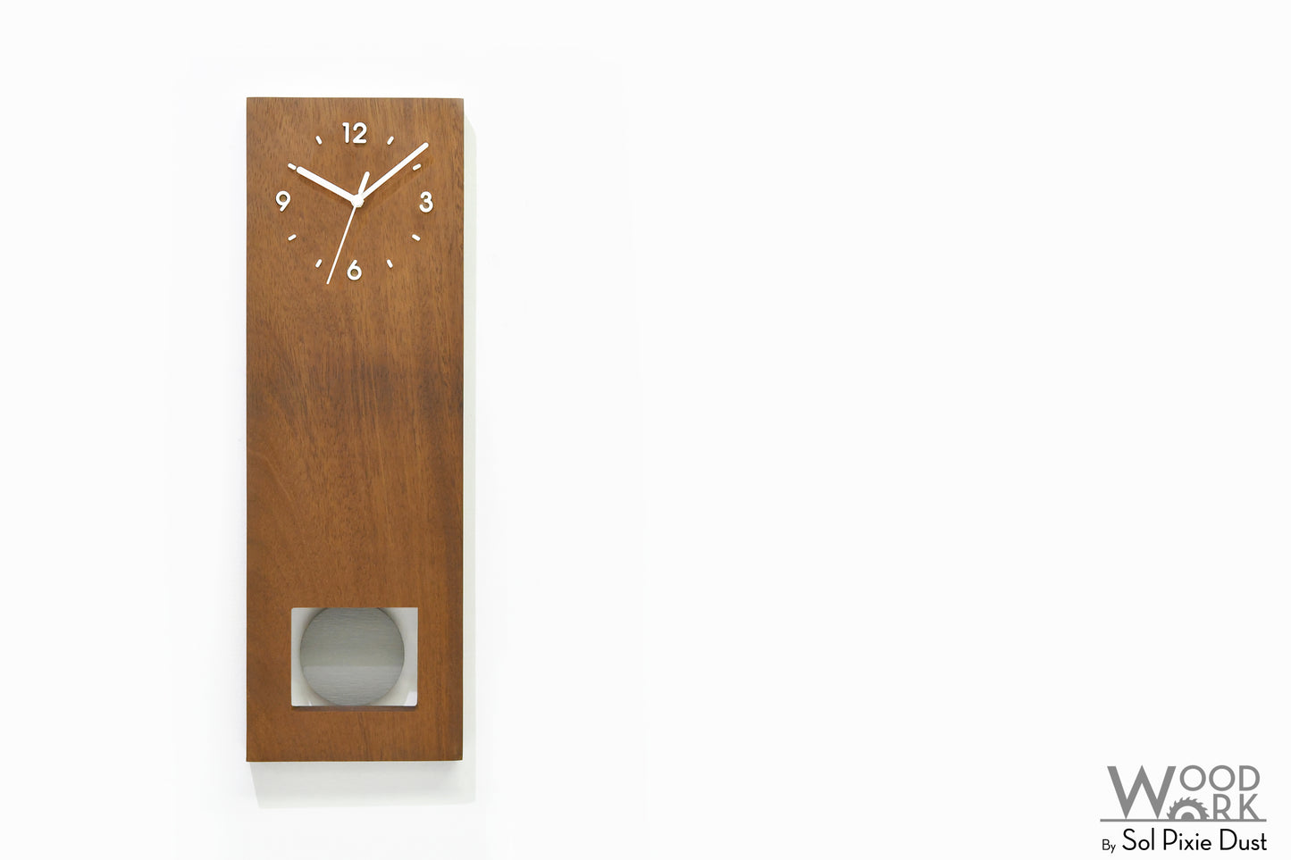 Bluntly Square Modern Design Solid Iroko Wood  Grandfather Pendulum Wall Clock / Table Clock