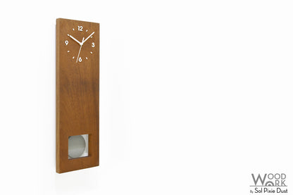 Bluntly Square Modern Design Solid Iroko Wood  Grandfather Pendulum Wall Clock / Table Clock