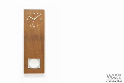 Bluntly Square Modern Design Solid Iroko Wood  Grandfather Pendulum Wall Clock / Table Clock