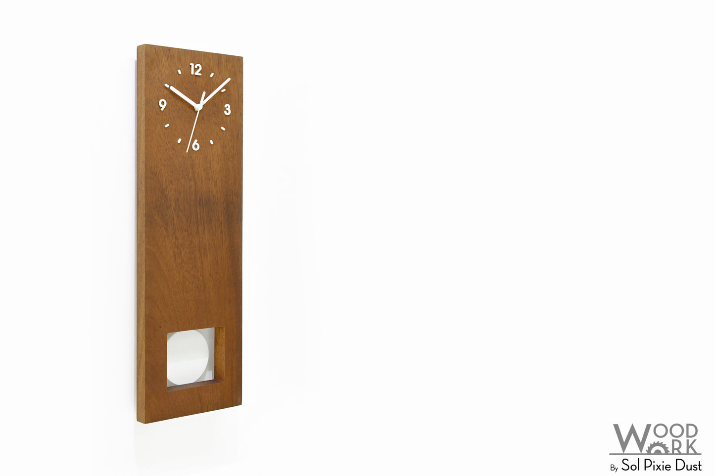 Bluntly Square Modern Design Solid Iroko Wood  Grandfather Pendulum Wall Clock / Table Clock