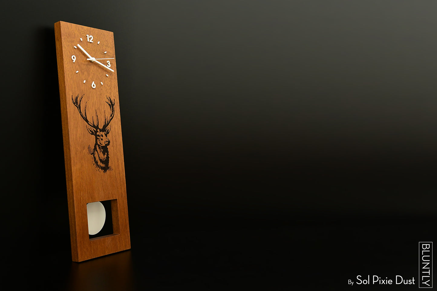 Bluntly Square Modern Design Solid Iroko Wood  Grandfather Pendulum Wall Clock / Table Clock