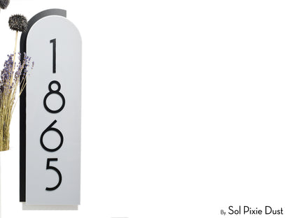 Boho Arch Plaque with Acrylic House Number Sign