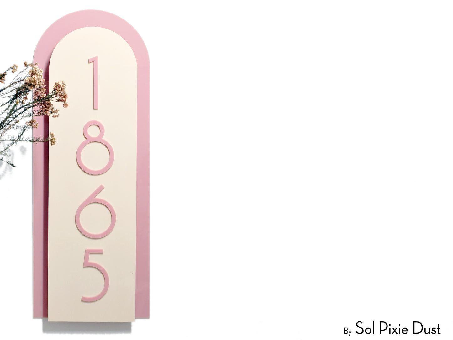 Boho Arch Plaque with Acrylic House Number Sign