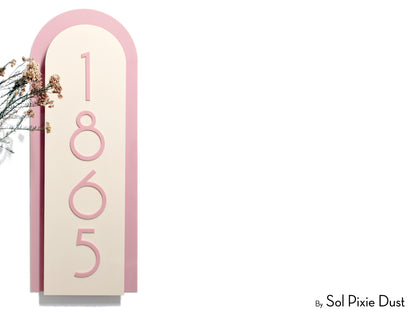 Boho Arch Plaque with Acrylic House Number Sign