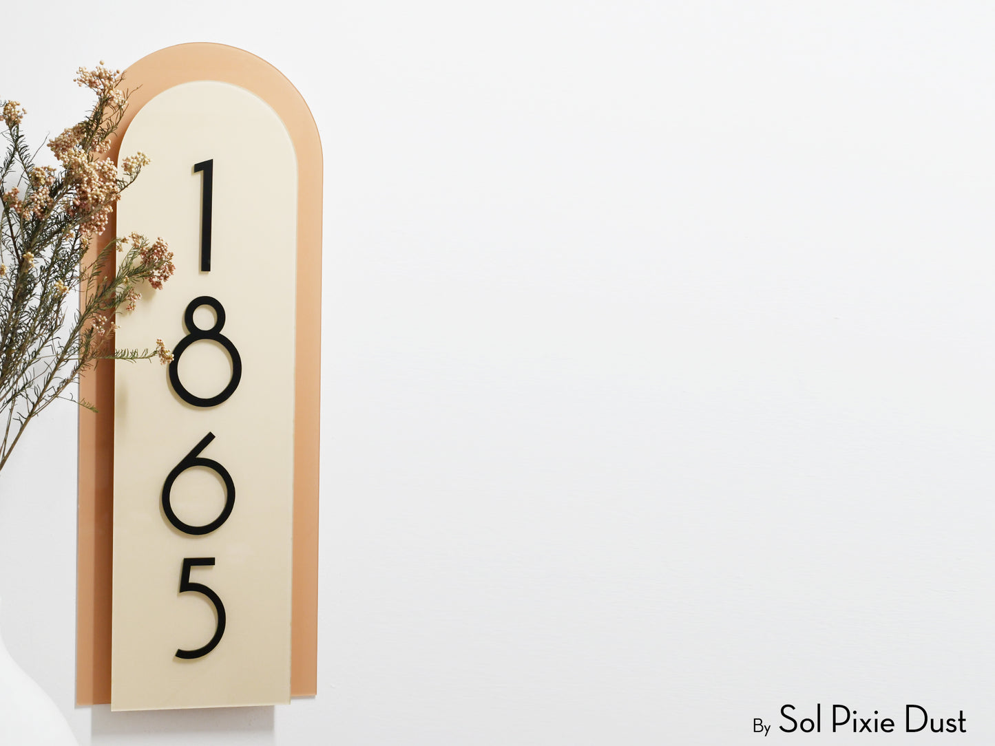 Boho Arch Plaque with Acrylic House Number Sign