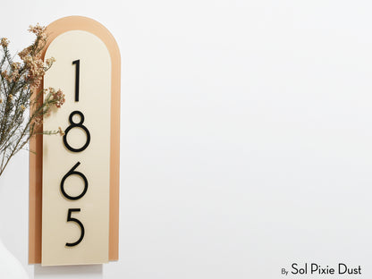 Boho Arch Plaque with Acrylic House Number Sign