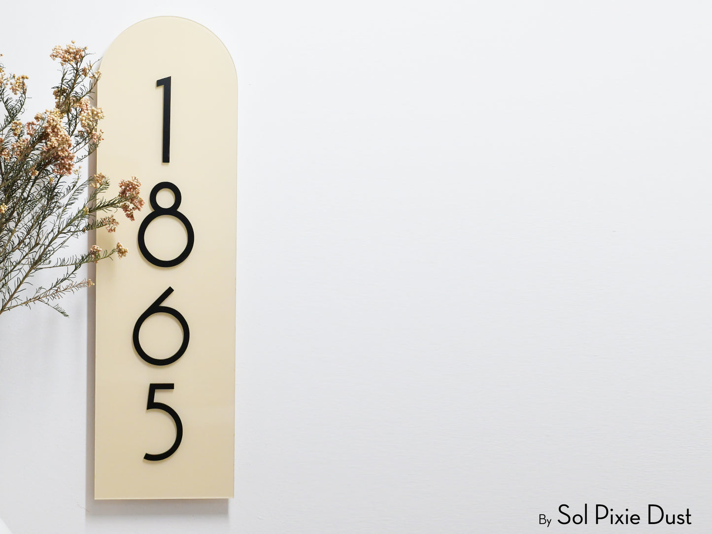 Boho Arch Plaque with Acrylic House Number Sign
