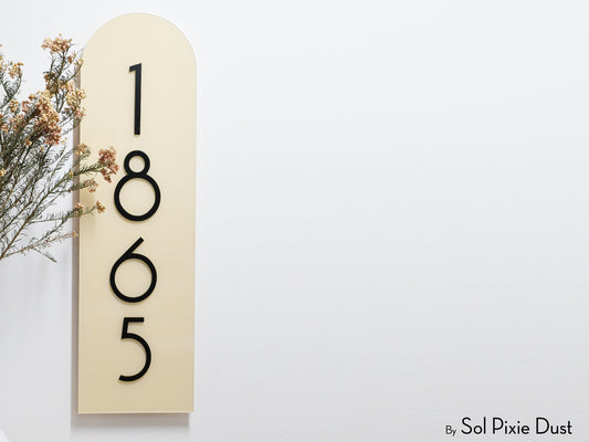 Boho Acrylic Arch Plaque with Acrylic House Number Sign – One Layer