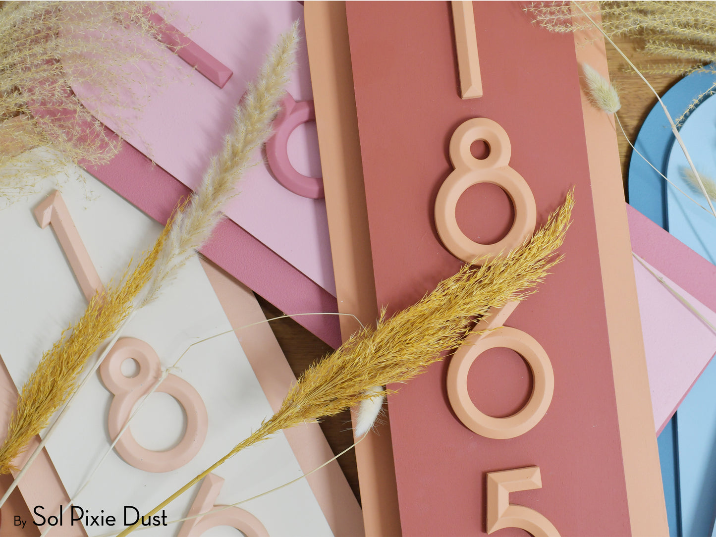 Boho Arch Plaque with 3D House Number Sign