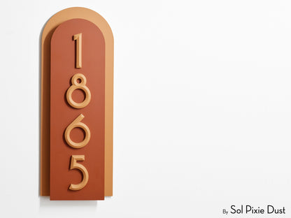 Boho Arch Plaque with 3D House Number Sign