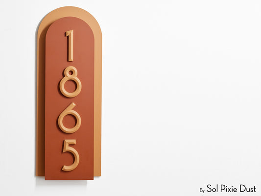 Boho Arch Plaque with 3D House Number Sign