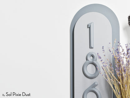 Boho Arch Plaque with 3D House Number Sign