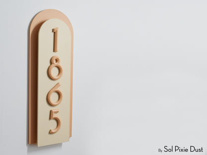 Boho Arch Plaque with 3D House Number Sign