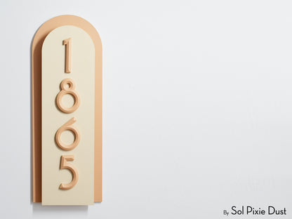 Boho Arch Plaque with 3D House Number Sign