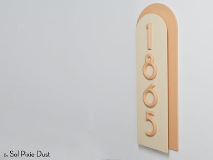Boho Arch Plaque with 3D House Number Sign