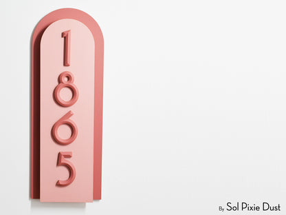 Boho Arch Plaque with 3D House Number Sign