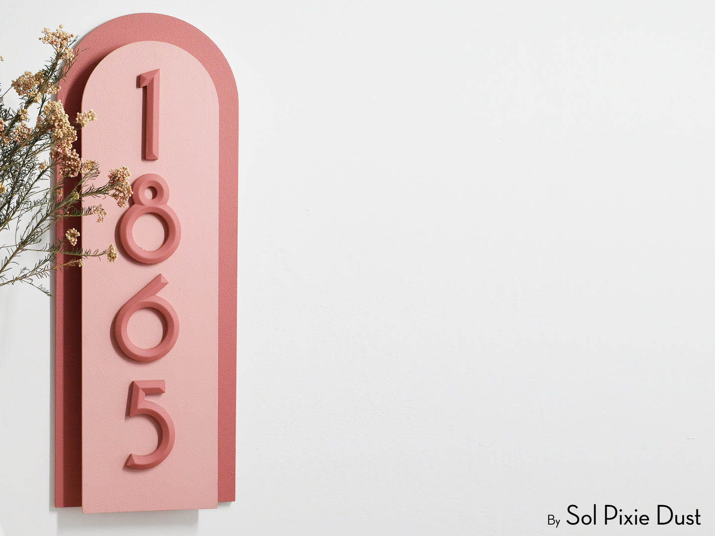 Boho Arch Plaque with 3D House Number Sign