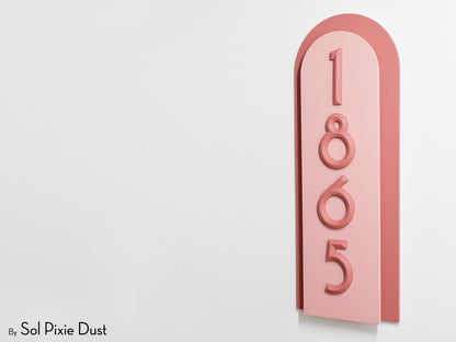 Boho Arch Plaque with 3D House Number Sign
