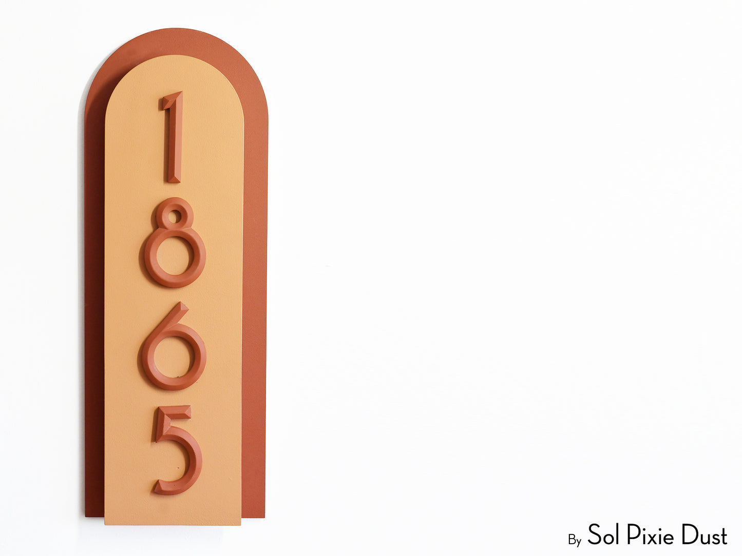 Boho Arch Plaque with 3D House Number Sign