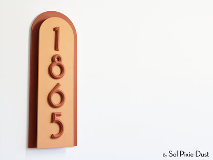 Boho Arch Plaque with 3D House Number Sign