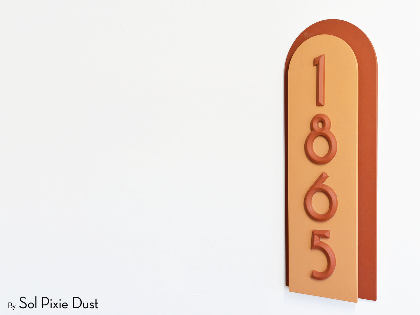Boho Arch Plaque with 3D House Number Sign