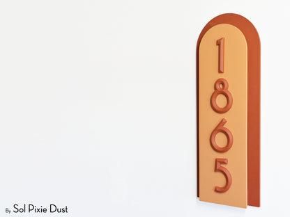 Boho Arch Plaque with 3D House Number Sign