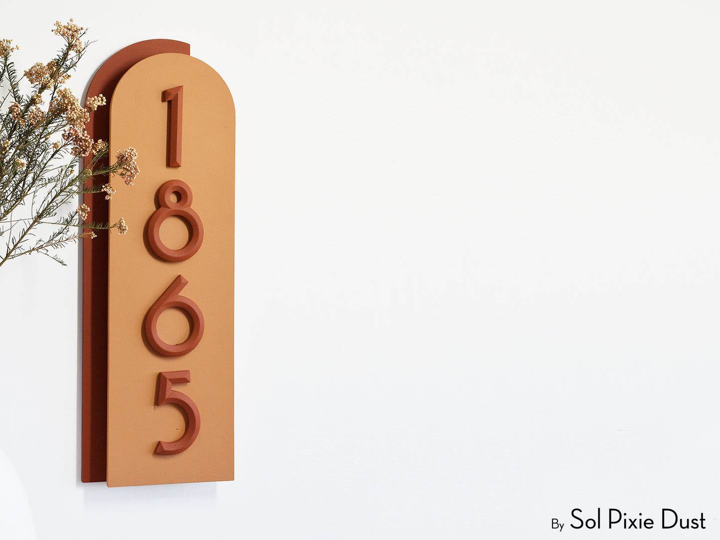 Boho Arch Plaque with 3D House Number Sign