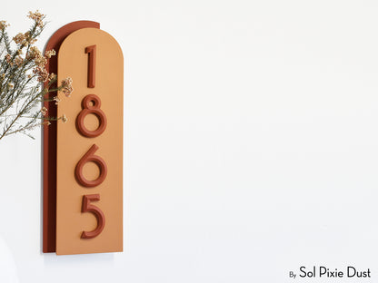 Boho Arch Plaque with 3D House Number Sign