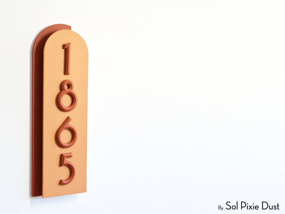 Boho Arch Plaque with 3D House Number Sign