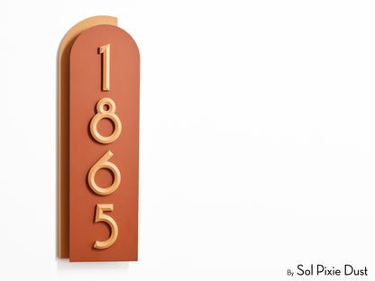 Boho Arch Plaque with 3D House Number Sign