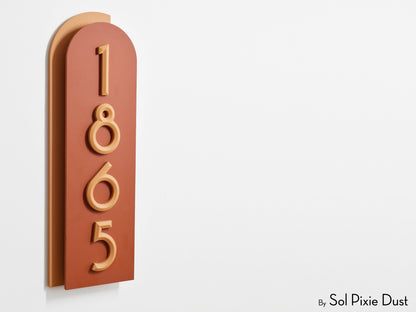Boho Arch Plaque with 3D House Number Sign
