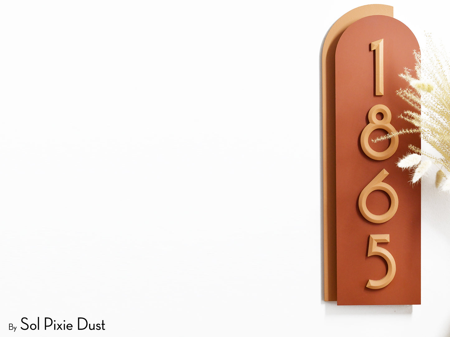 Boho Arch Plaque with 3D House Number Sign