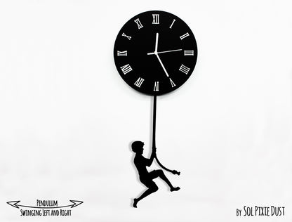 Boy climbing on The Moon - Pendulum Wall Clock
