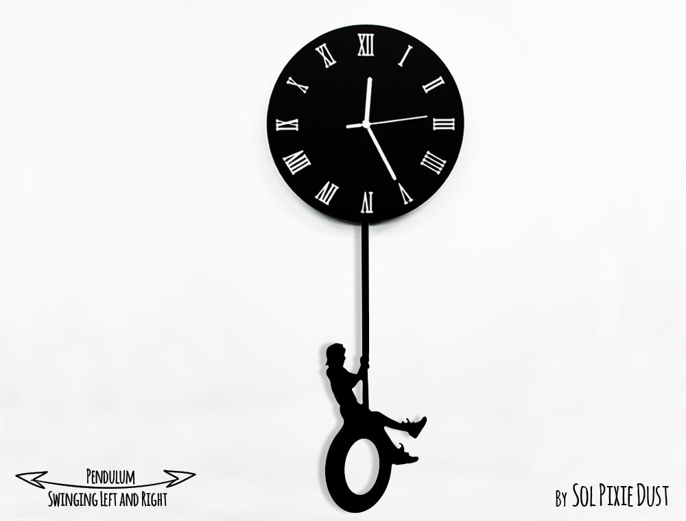 Boy climbing on The Moon - Pendulum Wall Clock