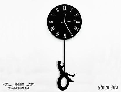 Boy climbing on The Moon - Pendulum Wall Clock