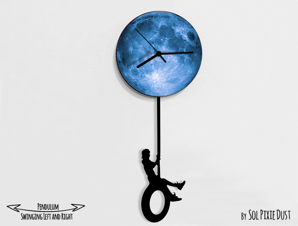 Boy climbing on The Moon - Pendulum Wall Clock