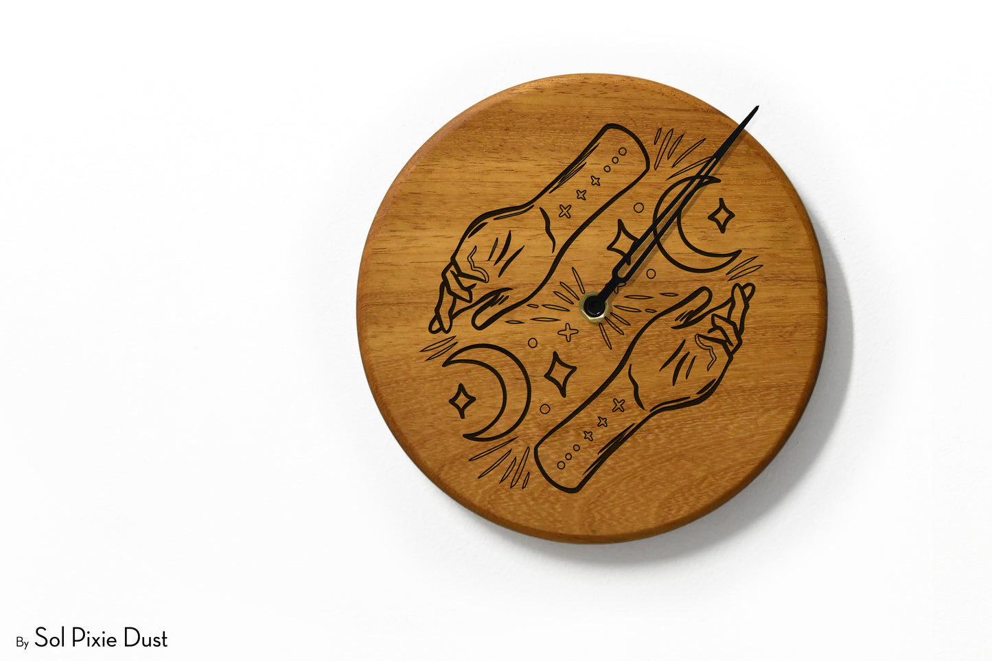 Wooden Moon Phase Wall Clock - Lunar Cycle